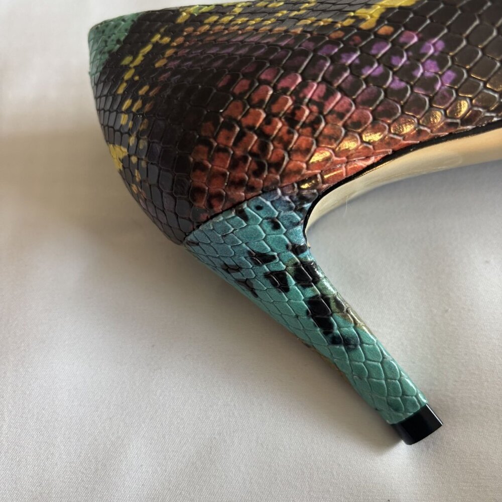 Walking Cradles Snake Print High Heels Womens Size 8M Multicolor Leather Pointed - Picture 7 of 9